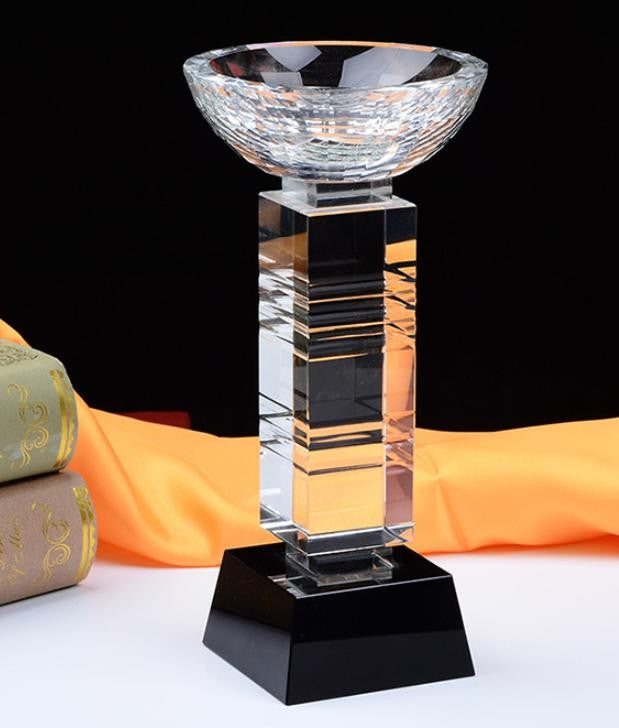 Optical Crystal Cup Award with black base