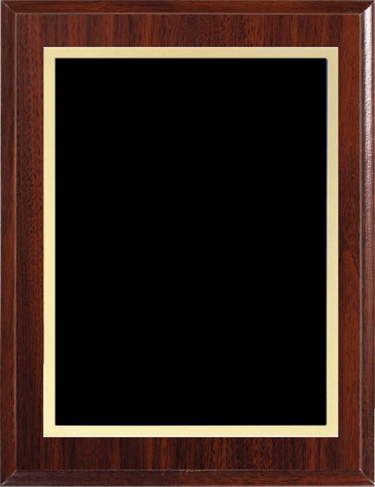 Engraved 7x9 wooden plaqe with brass plate