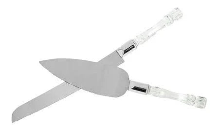 Personalized  Adorox Cake Knife and Server Set Acrylic Stainless Steel