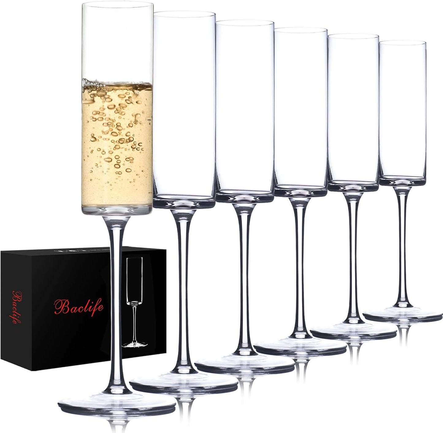 Engraved modern crystal champagne flute