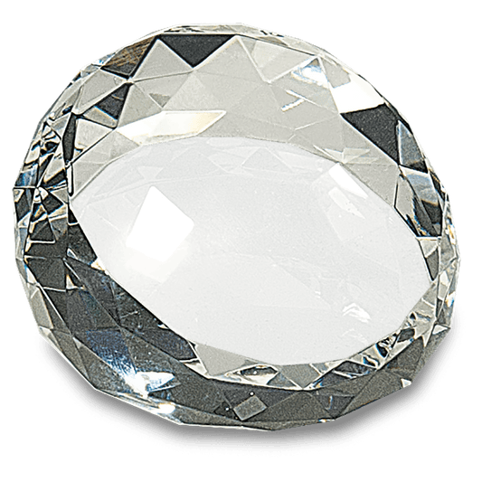 Customized, Clear Round Crystal Facet  Paperweight